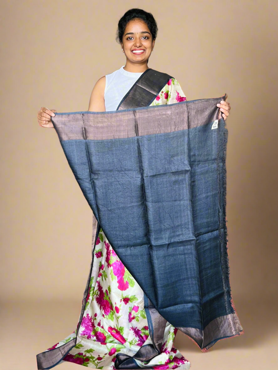 Tussar Silk Saree with Prints