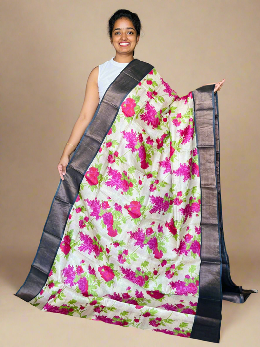 Tussar Silk Saree with Prints