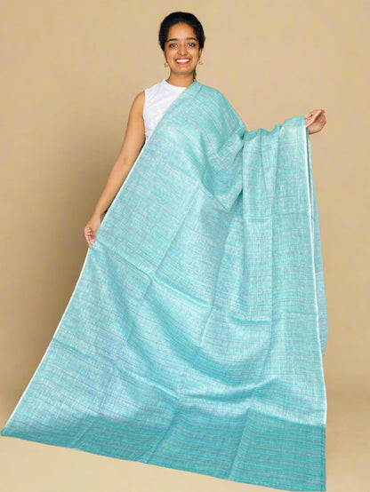 Cyan and Grey Linen Saree