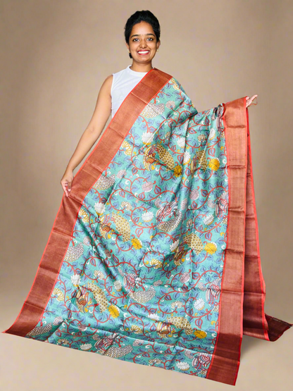 Tussar Silk Saree with Prints